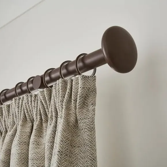 Fixed Curtain Pole with Rings - Cocoa, Metal