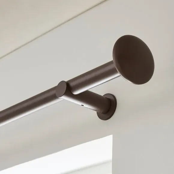 Fixed Curtain Pole with Rings - Cocoa, Metal