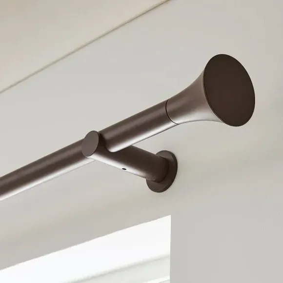 Fixed Curtain Pole with Rings - Cocoa, Metal