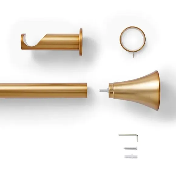 Fixed Curtain Pole with Rings - Gold, Metal