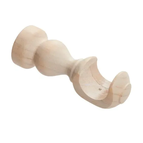 Fixed Curtain Pole with Rings - Natural, Wood