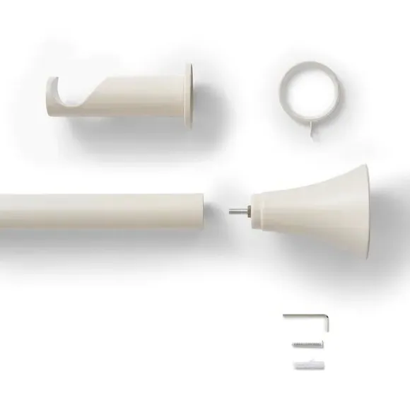 Fixed Curtain Pole with Rings - Sandstone, Metal
