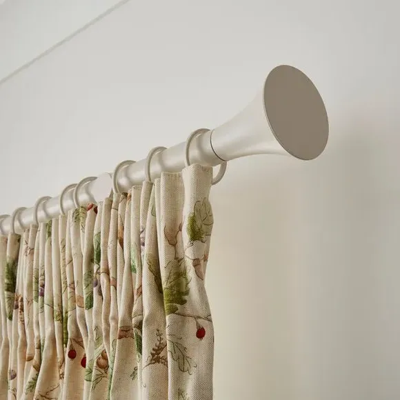 Fixed Curtain Pole with Rings - Sandstone, Metal