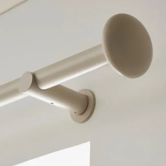 Fixed Curtain Pole with Rings - Sandstone, Metal