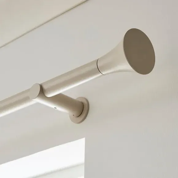Fixed Curtain Pole with Rings - Sandstone, Metal