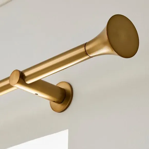 Fixed Curtain Pole with Trumpet Finial - Antique Gold, Metal