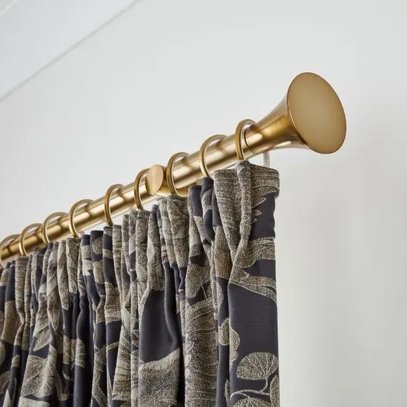 Fixed Curtain Pole with Trumpet Finial - Antique Gold, Metal