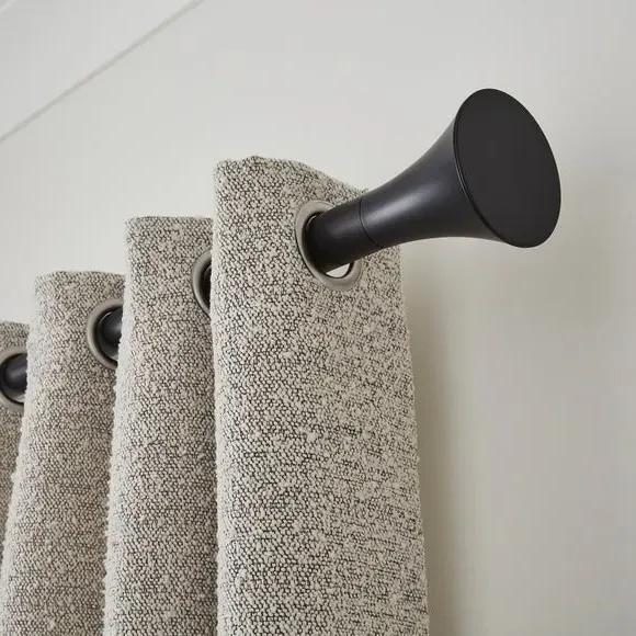 Fixed Curtain Pole with Trumpet Finial - Black, Metal