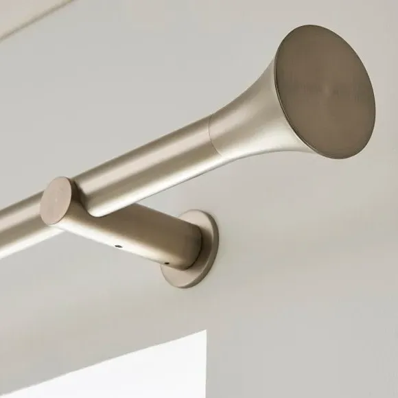 Fixed Curtain Pole with Trumpet Finial - Nickel, Metal