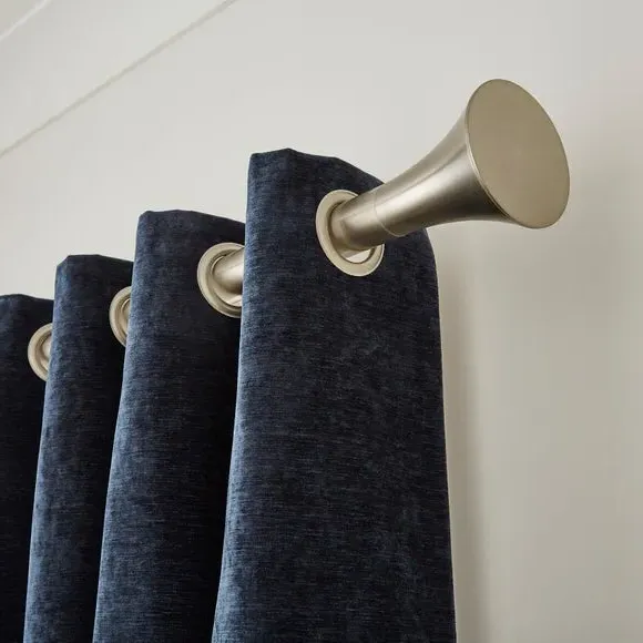 Fixed Curtain Pole with Trumpet Finial - Nickel, Metal