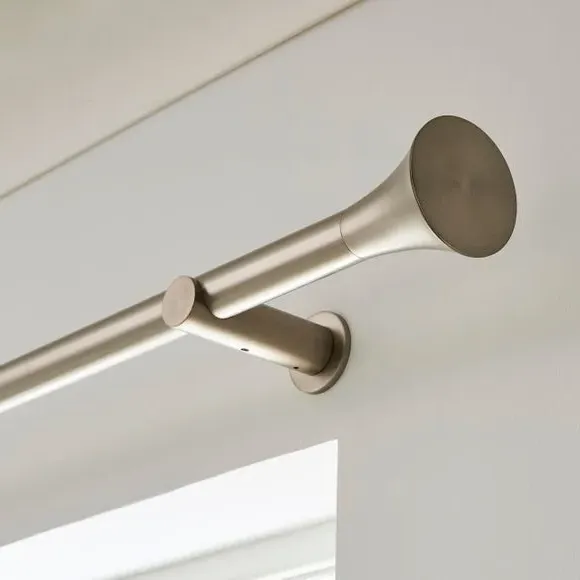 Fixed Curtain Pole with Trumpet Finial - Nickel, Metal