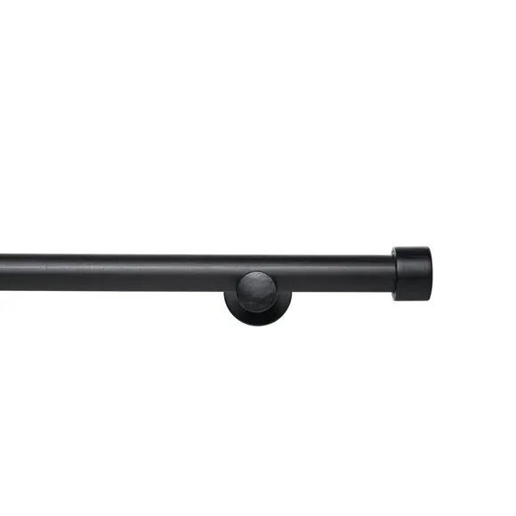 Fixed Eyelet Curtain Pole - Black, Wood