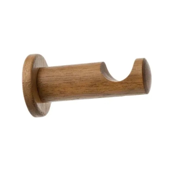 Fixed Eyelet Curtain Pole - Mid Oak, Wood