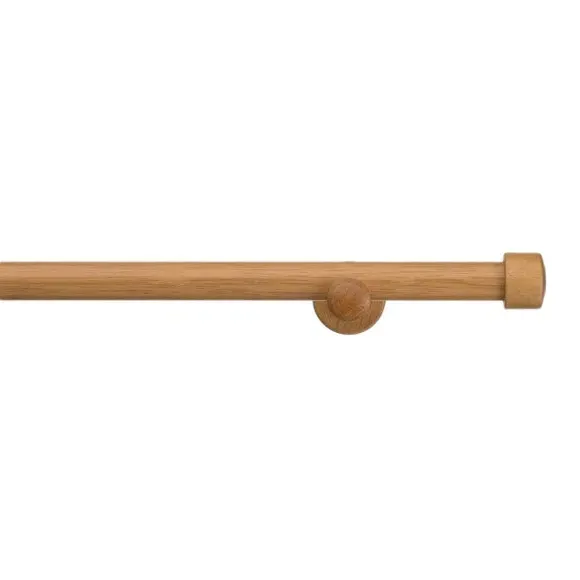 Fixed Eyelet Curtain Pole - Mid Oak, Wood