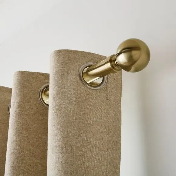 Fixed Metal Curtain Pole - Antique Brass