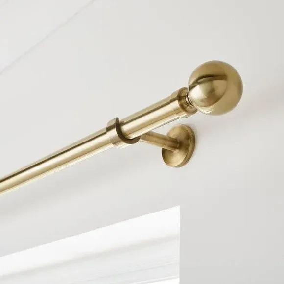 Fixed Metal Curtain Pole - Antique Brass
