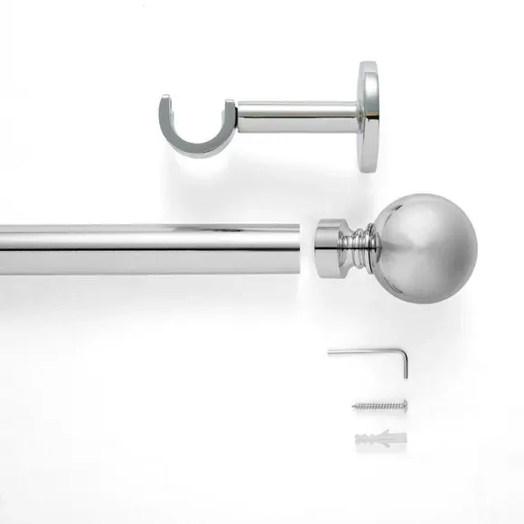 Fixed Metal Curtain Pole - Chrome