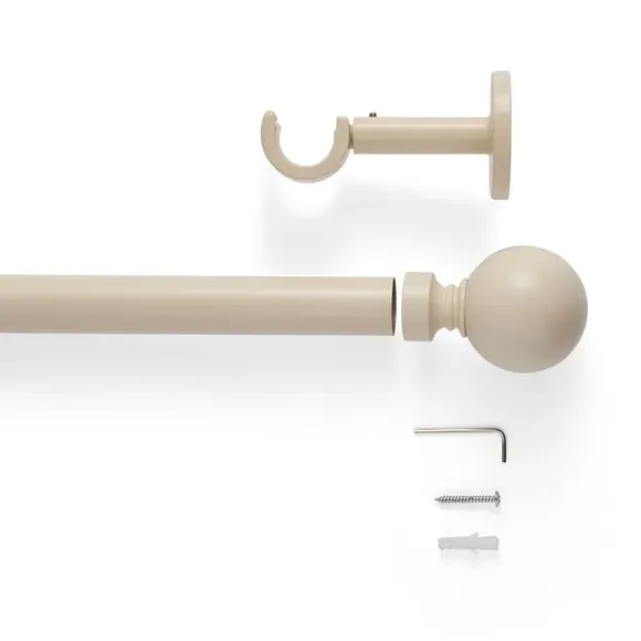 Fixed Metal Curtain Pole - Natural