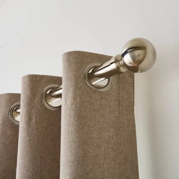 Fixed Metal Curtain Pole - Satin Steel