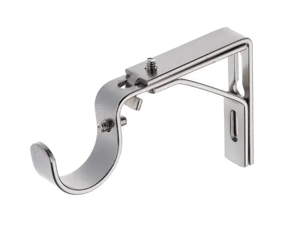 Fixed Metal Curtain Pole with Rings - Satin Steel