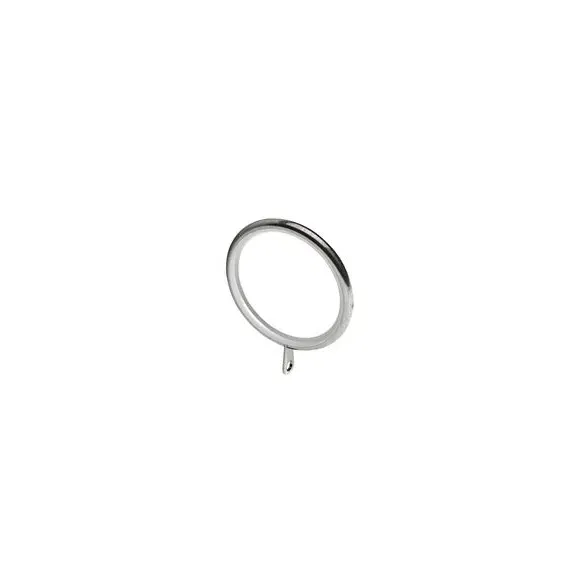Fixed Metal Curtain Pole with Rings - Satin Steel