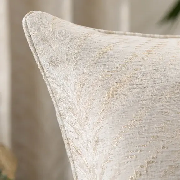 Flame Cushion with Feather Design - Natural