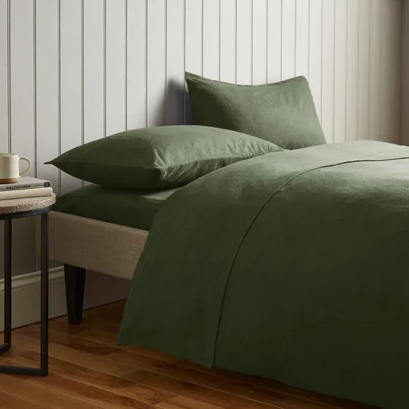 Flat Sheet Brushed Cotton - Olive