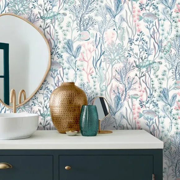 Flat Wallpaper with Mica Highlights - Arctic Blue image