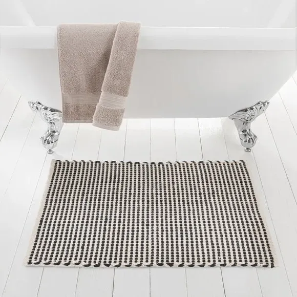 Flat Weave Bath Mat - Black/White, Cotton image