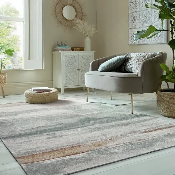 Flat Weave Rug Distressed Design - Green image