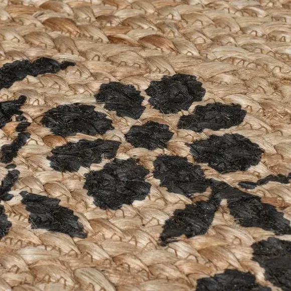Flat-Woven Rug with Floral Print - Natural, Jute