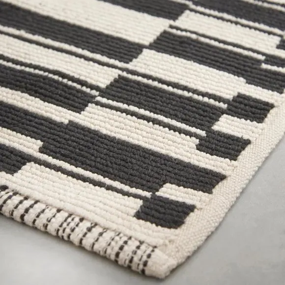 Flatweave Bath Mat - Black/White, Cotton