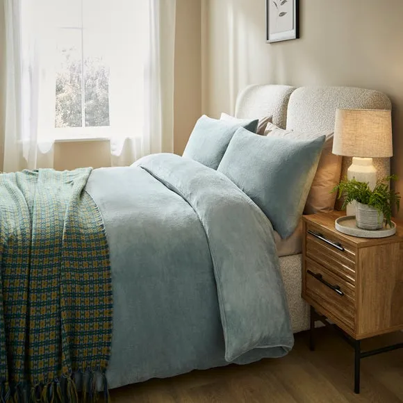 Fleece Duvet Cover Set - Duck Egg, Polyester