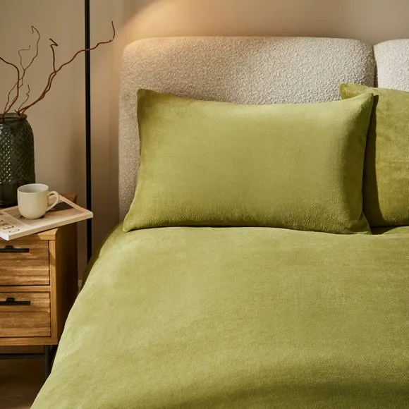 Fleece Duvet Cover Set - Olive, Polyester