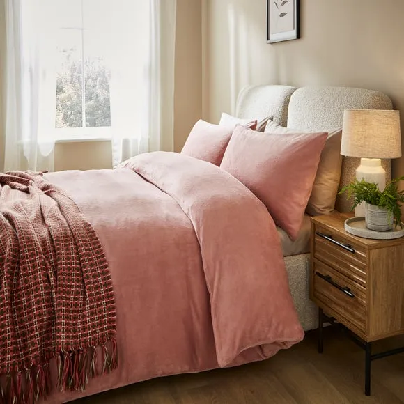 Fleece Duvet Cover Set - Rose, Polyester