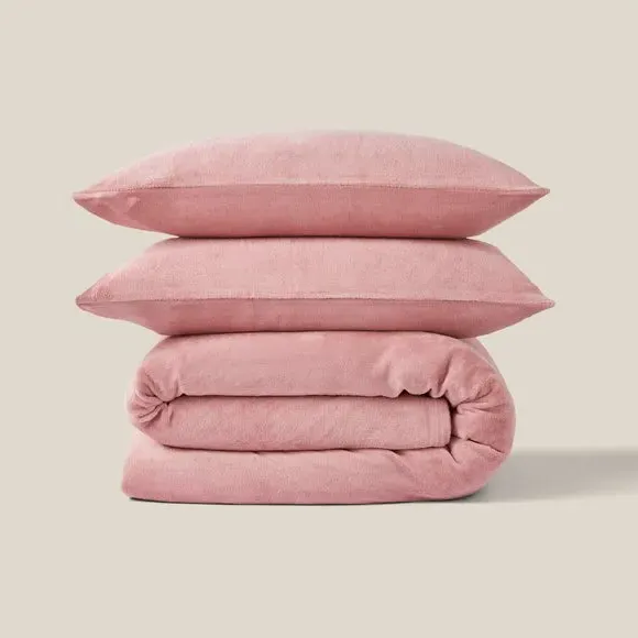 Fleece Duvet Cover Set - Rose, Polyester