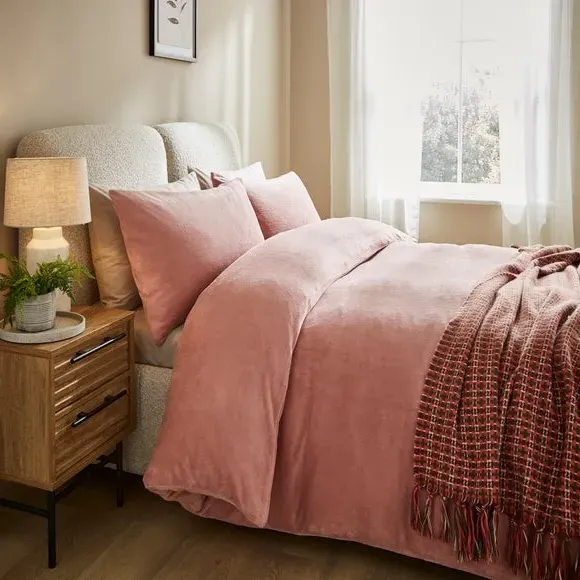 Fleece Duvet Cover Set - Rose, Polyester