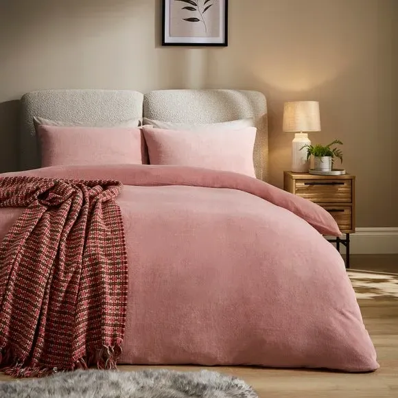 Fleece Duvet Cover Set - Rose, Polyester