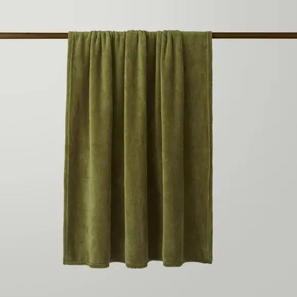 Fleece Throw Blanket - Olive, Polyester