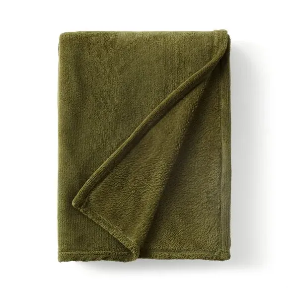 Fleece Throw Blanket - Olive, Polyester