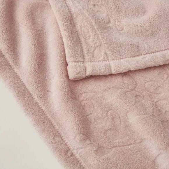 Fleece Throw Blanket with Botanical Design - Rose