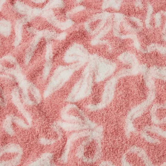 Fleece Throw Blanket with Bow Pattern - Pink