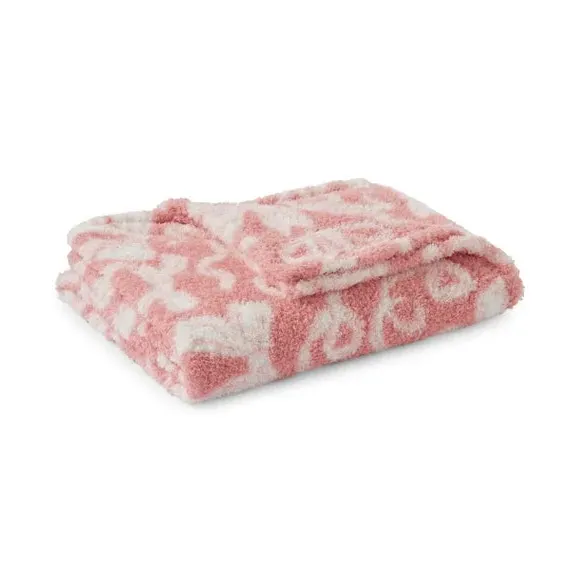 Fleece Throw Blanket with Bow Pattern - Pink image