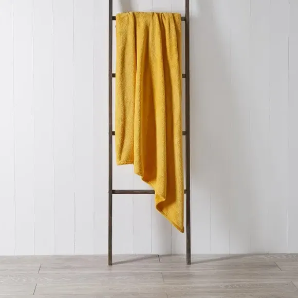 Fleece Throw Blanket - Yellow-Ochre, Polyester