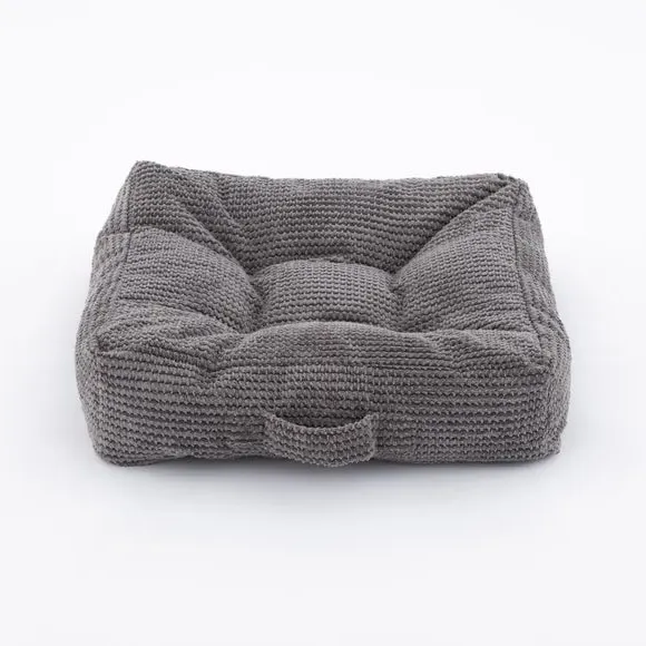 Floor Cushion with Button Detail - Charcoal, Cord