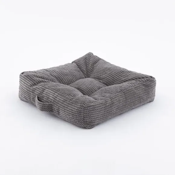 Floor Cushion with Button Detail - Charcoal, Cord