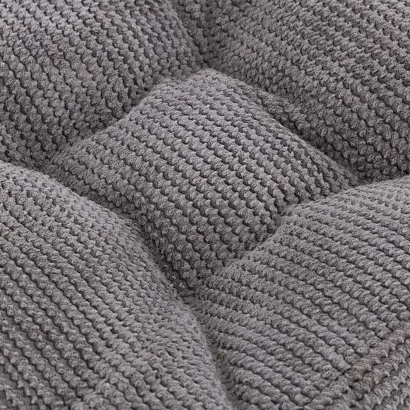 Floor Cushion with Button Detail - Charcoal, Cord