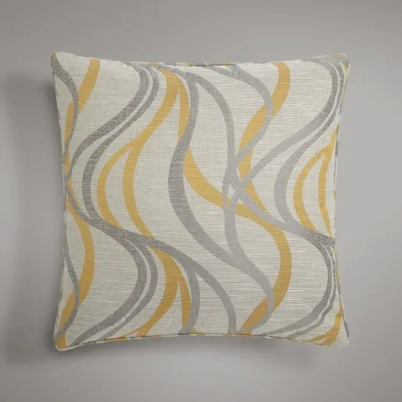 Floor Cushion with Wave Design - Ochre