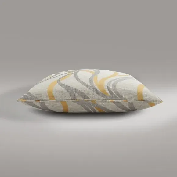 Floor Cushion with Wave Design - Ochre