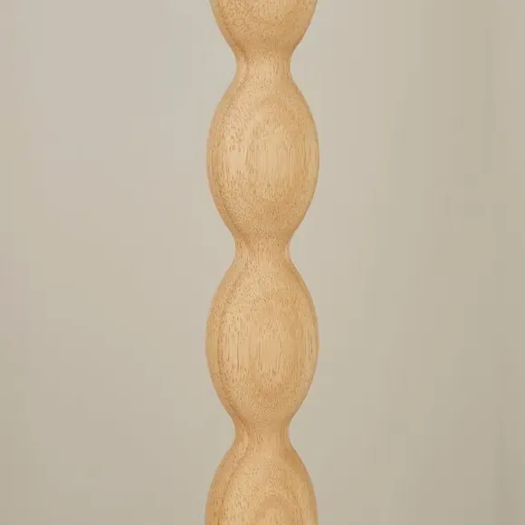 Floor Lamp Base with Bobbled Shape - Natural Wood